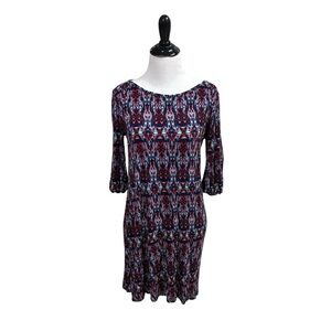 Market & Spruce Women's M Medium Sheath Dress 3/4 Sleeves Ornamental Print
